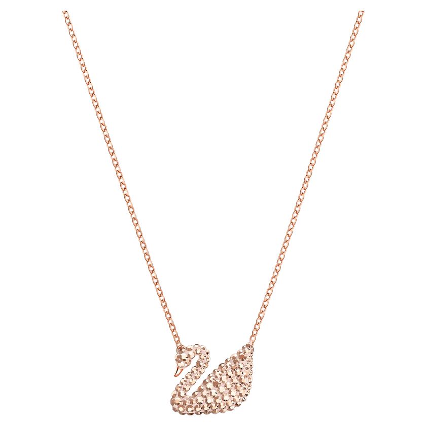 Iconic Swan Pendant White, Rose Gold Plating