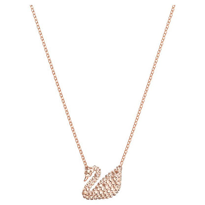 Iconic Swan Pendant White, Rose Gold Plating