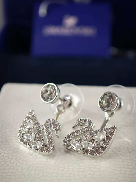 Swan Lake Pierced Earring Jackets, Rhodium Plating