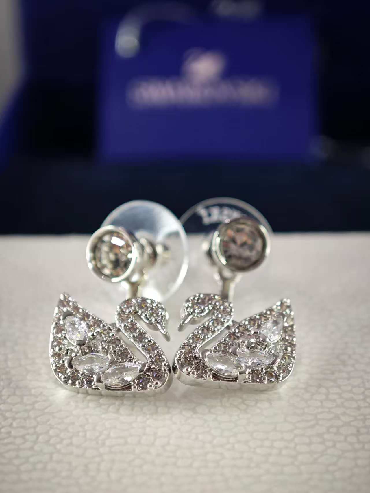 Swan Lake Pierced Earring Jackets, Rhodium Plating