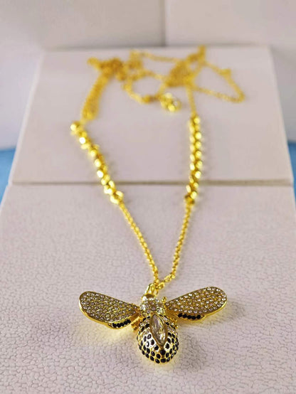 Lisabel Pendant Necklace 85CM, White, Gold Plating