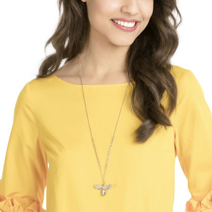 Lisabel Pendant Necklace 85CM, White, Gold Plating