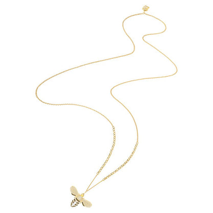 Lisabel Pendant Necklace 85CM, White, Gold Plating