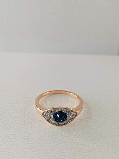 Duo Evil Eye Ring, Multi-Colored, Rose Gold Plating