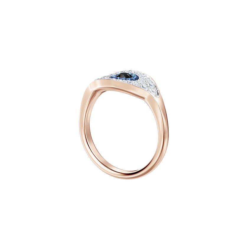 Duo Evil Eye Ring, Multi-Colored, Rose Gold Plating