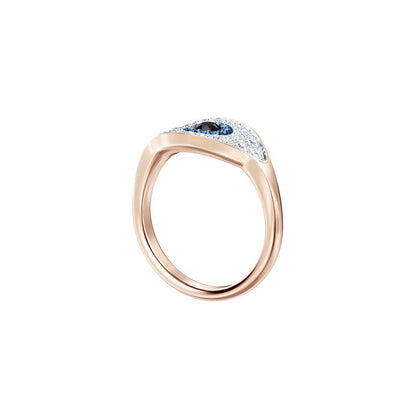 Duo Evil Eye Ring, Multi-Colored, Rose Gold Plating