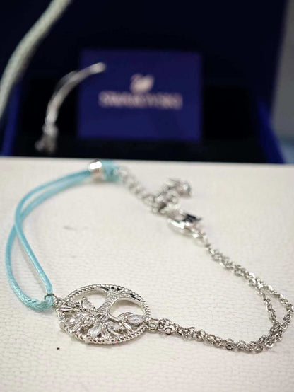Symbolic Tree of Life Bracelet, Blue, Rhodium