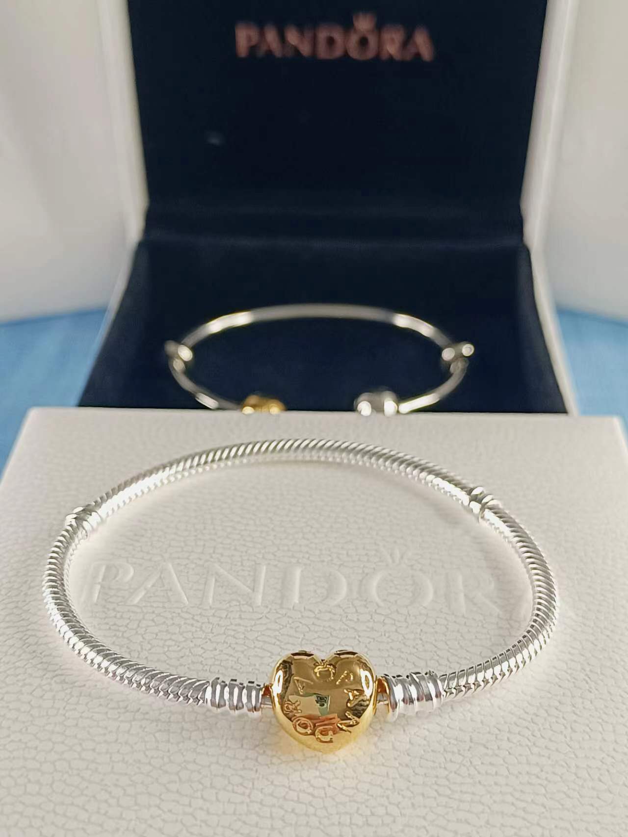 Sterling Bracelet with Shine Heart Clasp