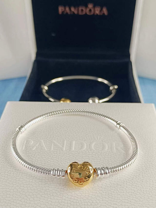Sterling Bracelet with Shine Heart Clasp