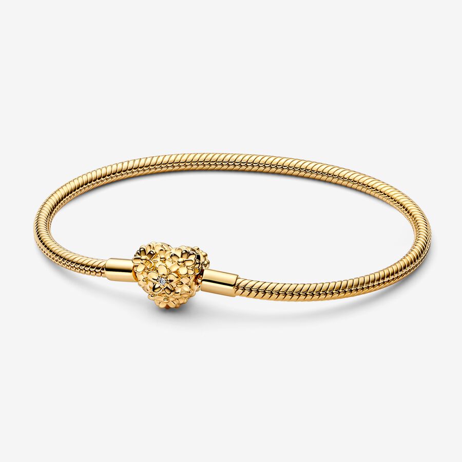 My Daisy Heart Clasp Snake Chain Bracelet