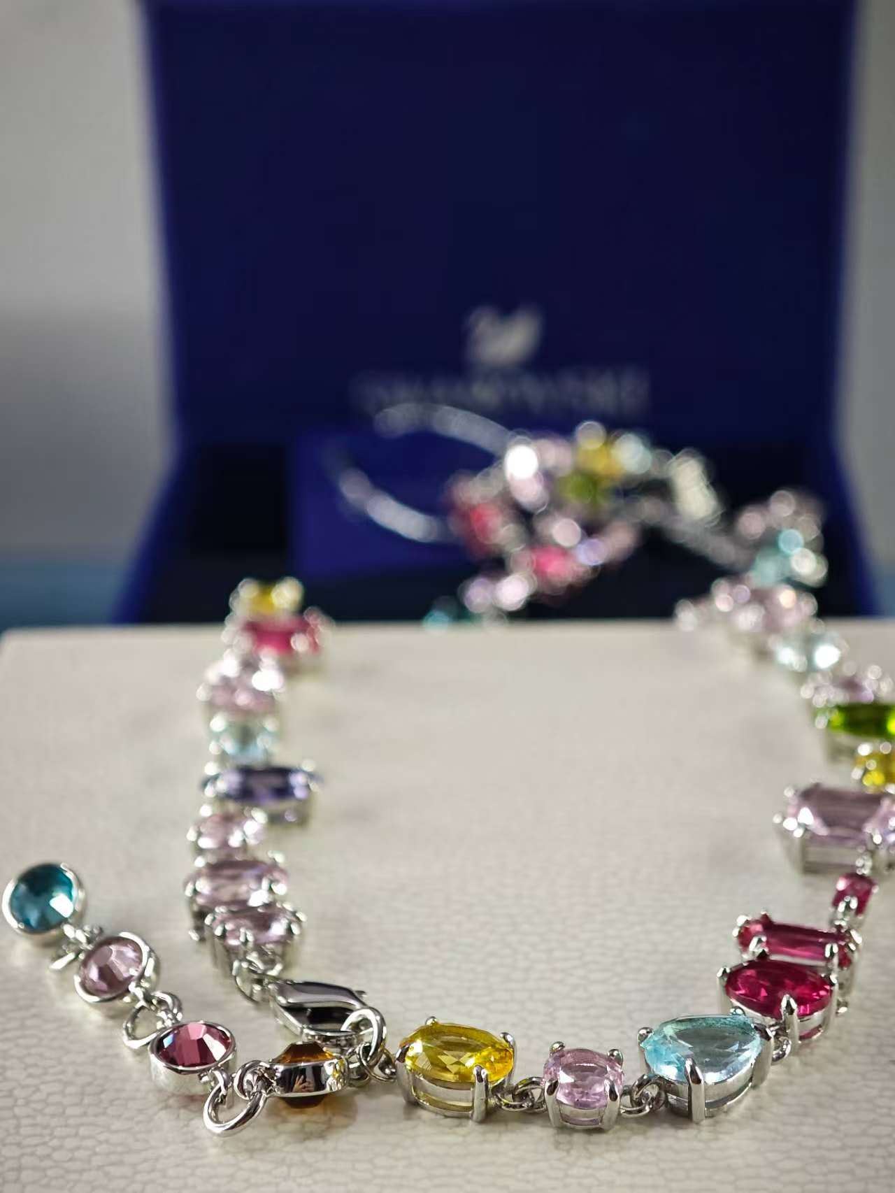 Gema Necklace, Multicolored, Rhodium plated