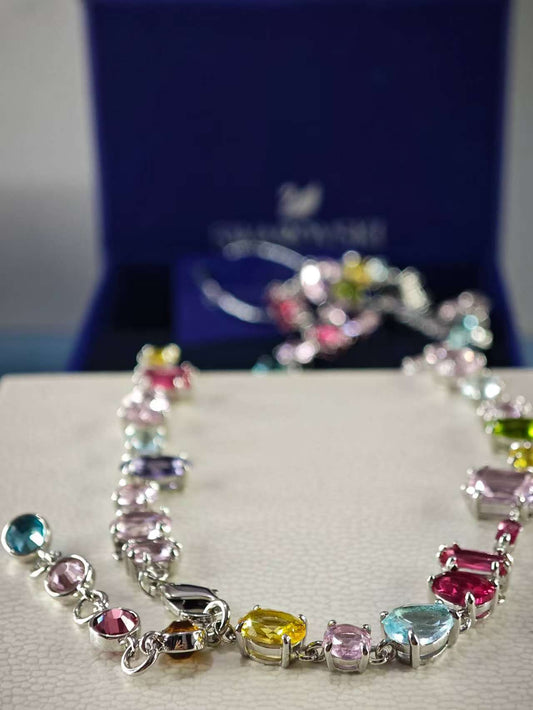 Gema Necklace, Multicolored, Rhodium plated