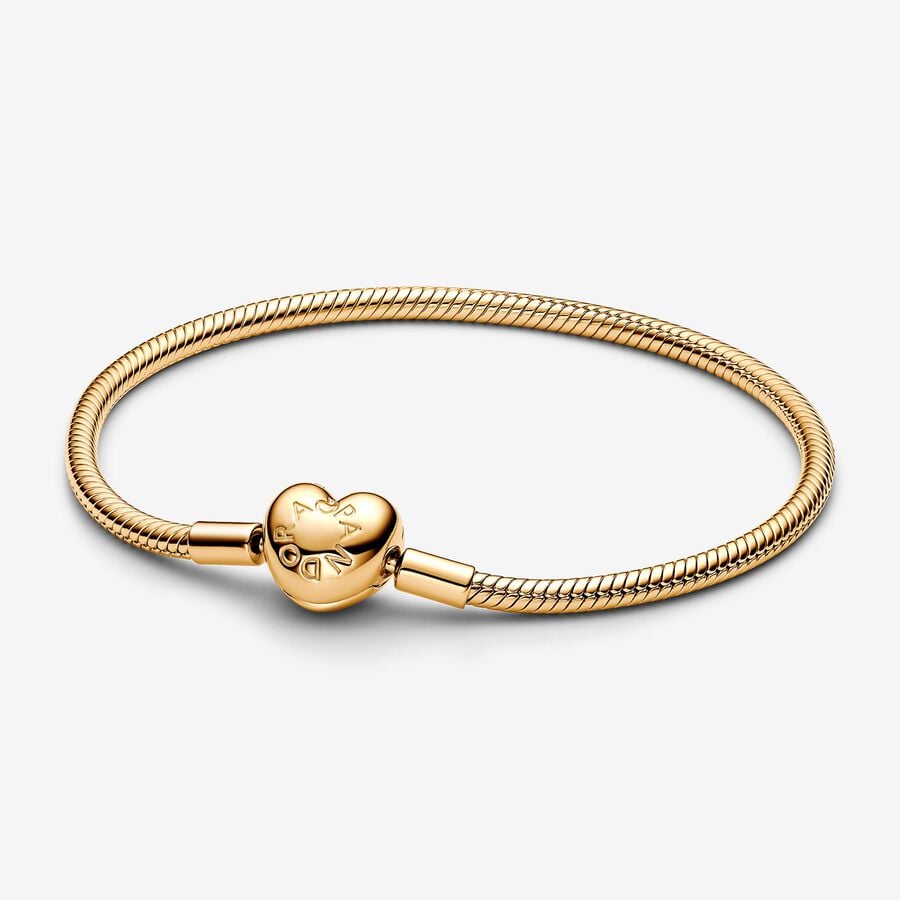 Moments Heart Clasp Snake Chain Bracelet Gold plated