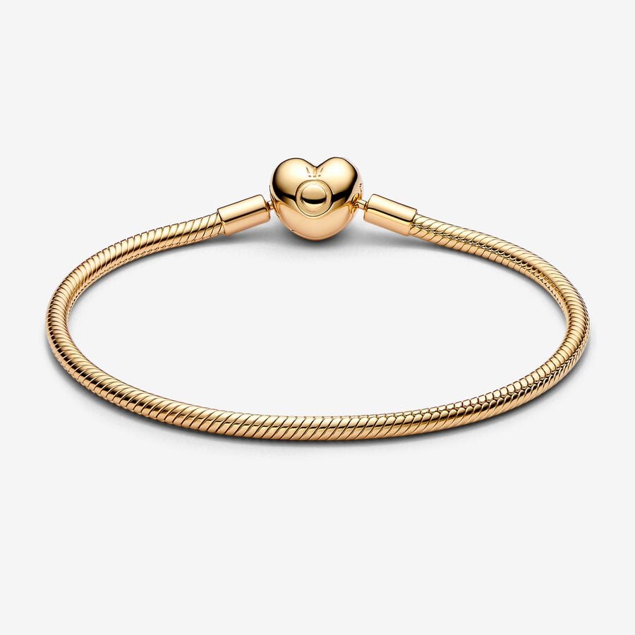 Moments Heart Clasp Snake Chain Bracelet Gold plated