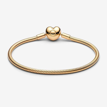 Moments Heart Clasp Snake Chain Bracelet Gold plated