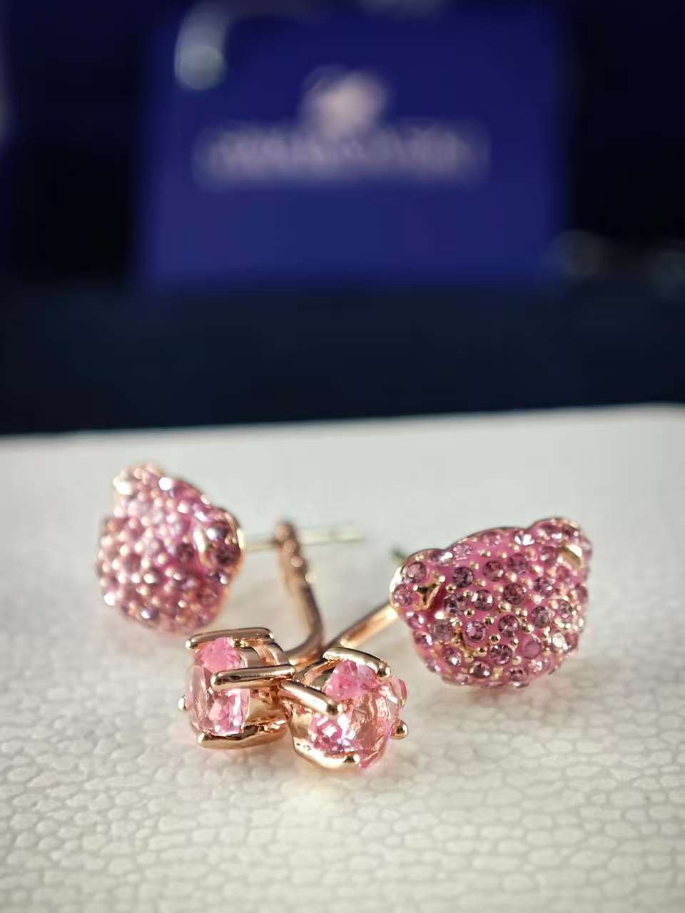 Teddy earring jackets Bear, Pink, Rose gold-tone plated
