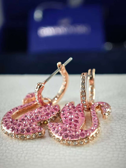 Iconic Swan Hoop Earrings, Rose-Gold Tone Plated