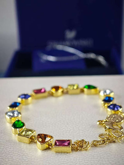 Imber bracelet, Mixed cuts, Multicolored, Gold-tone plated