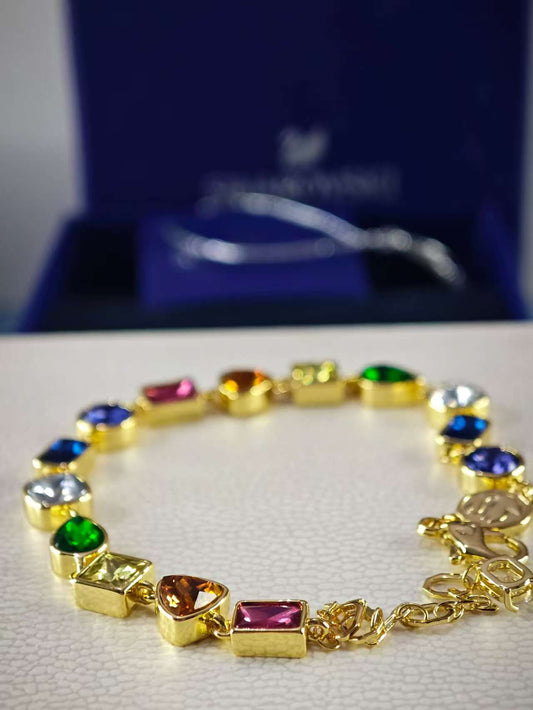 Imber bracelet, Mixed cuts, Multicolored, Gold-tone plated