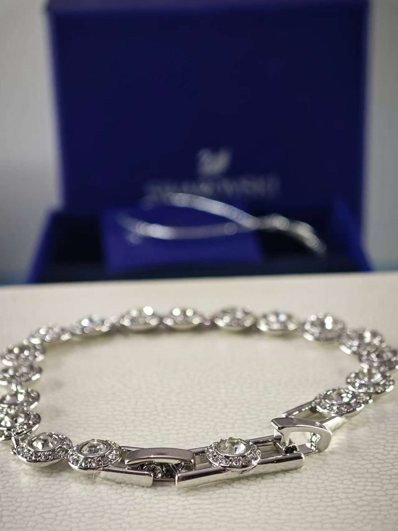 Una Angelic Tennis bracelet, Round cut, White, Rhodium plated