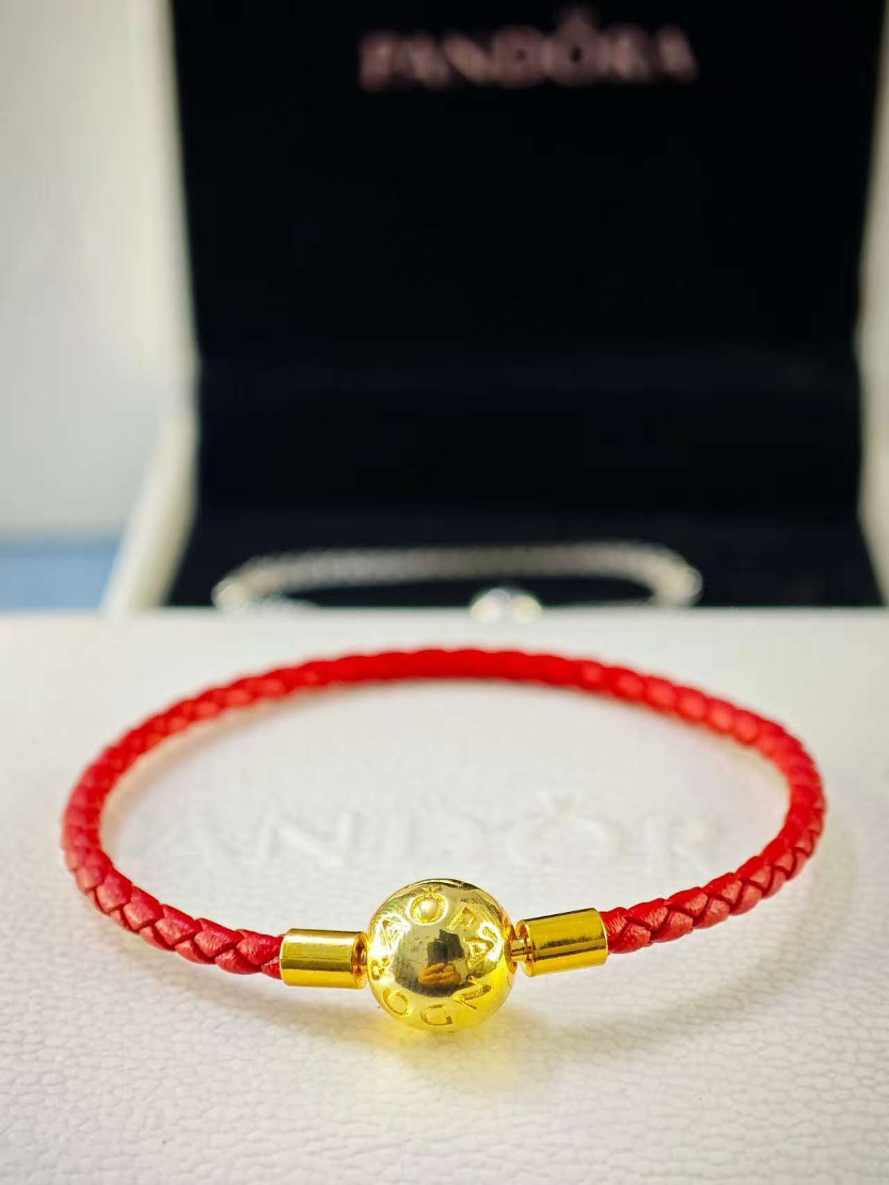 Moments Red Woven Leather Bracelet