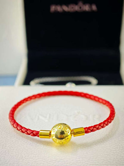 Moments Red Woven Leather Bracelet