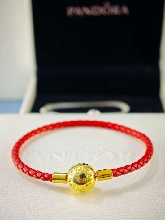 Moments Red Woven Leather Bracelet