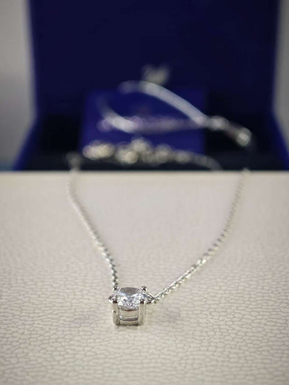 Eternity solitaire pendant, Lab grown diamonds, Round shape, white gold