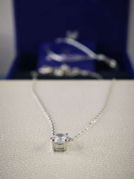 Eternity solitaire pendant, Lab grown diamonds, Round shape, white gold