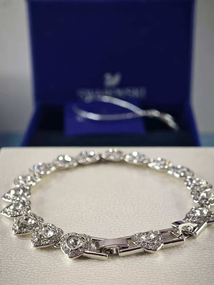 Ariana Grande Tennis bracelet, Mixed cuts, Heart, White, Rhodium plated