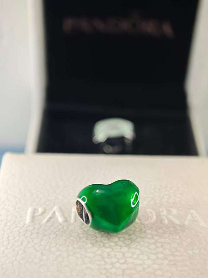 Metallic Green Heart Charm