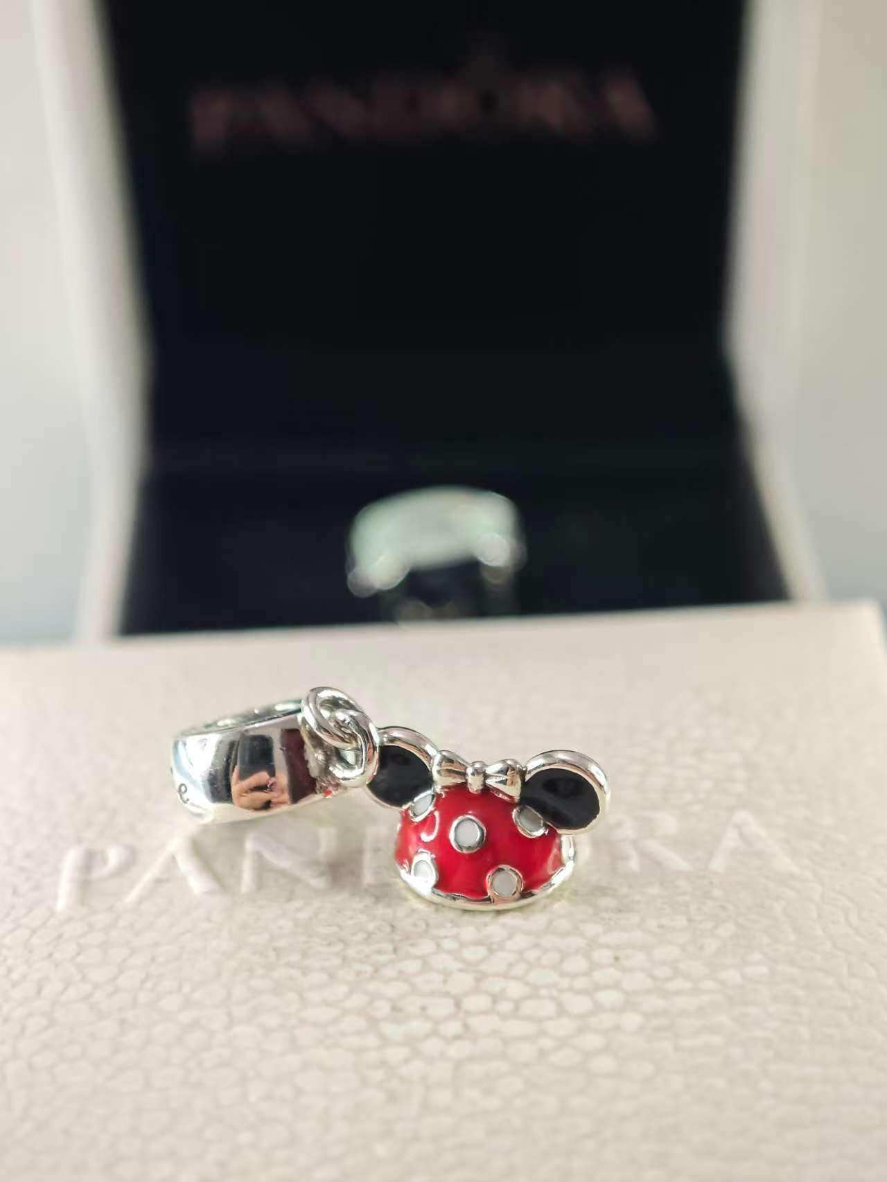 Red Minnie Mouse Ear Hat Charm Bead