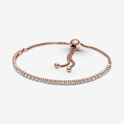 Sparkling Slider Tennis Bracelet Rose gold plated Adjustable