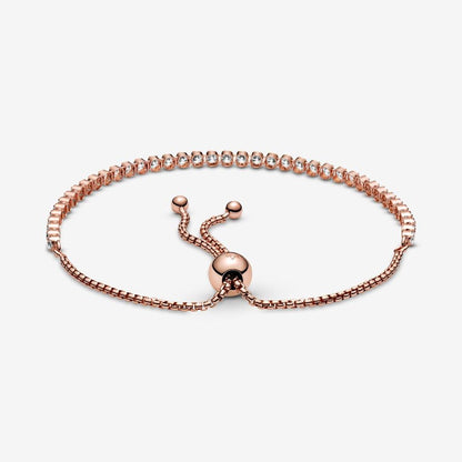 Sparkling Slider Tennis Bracelet Rose gold plated Adjustable