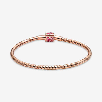 Sparkling Freehand Heart Snake Chain Bracelet Rose gold plated