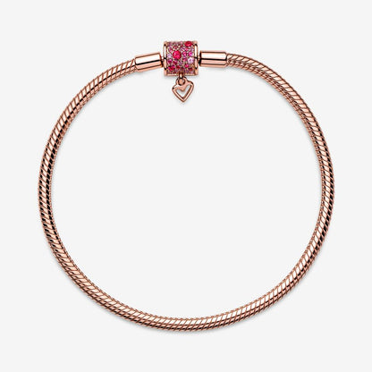 Sparkling Freehand Heart Snake Chain Bracelet Rose gold plated