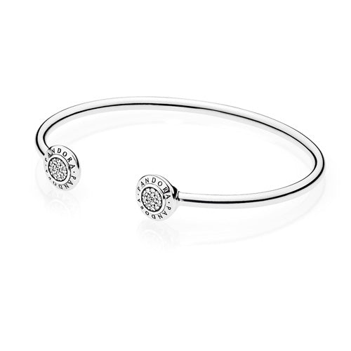 Logo Pave Open Bangle