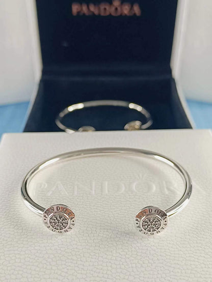Logo Pave Open Bangle