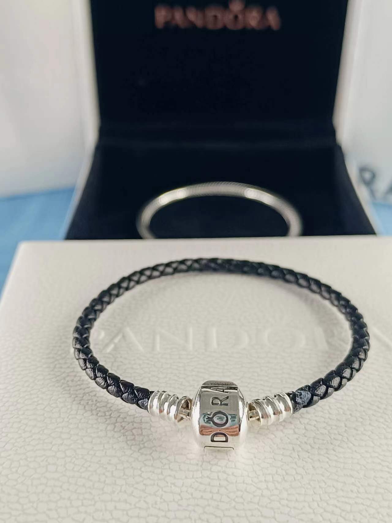 Single Black Leather Bracelet
