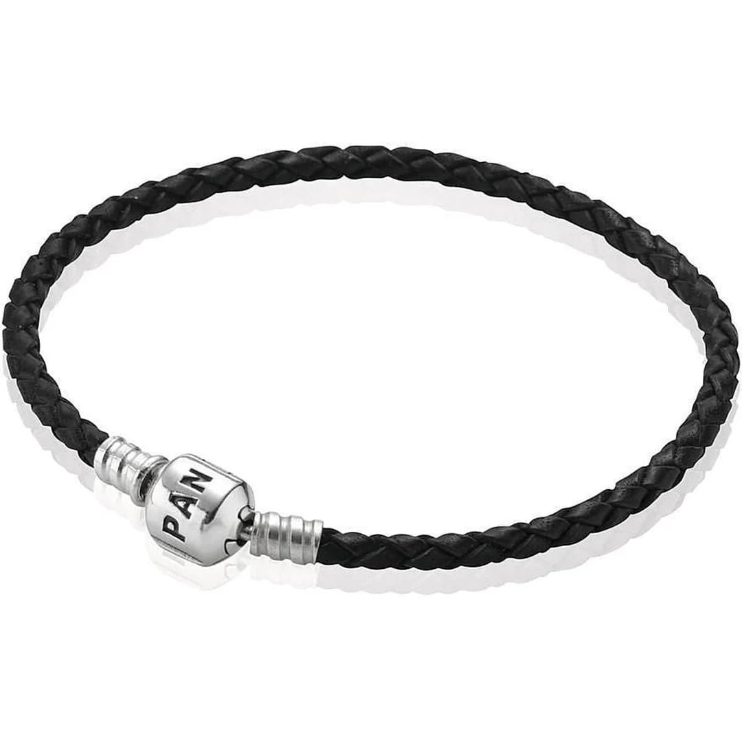 Single Black Leather Bracelet