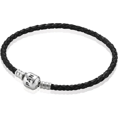 Single Black Leather Bracelet