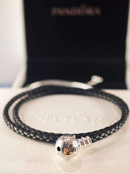 Double Black Leather Bracelet
