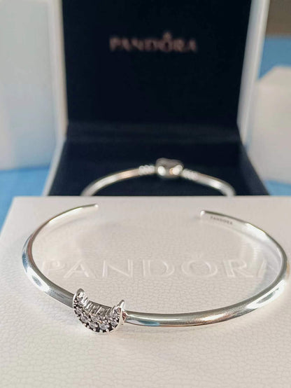 Sparkling Crescent Moon Open Bangle