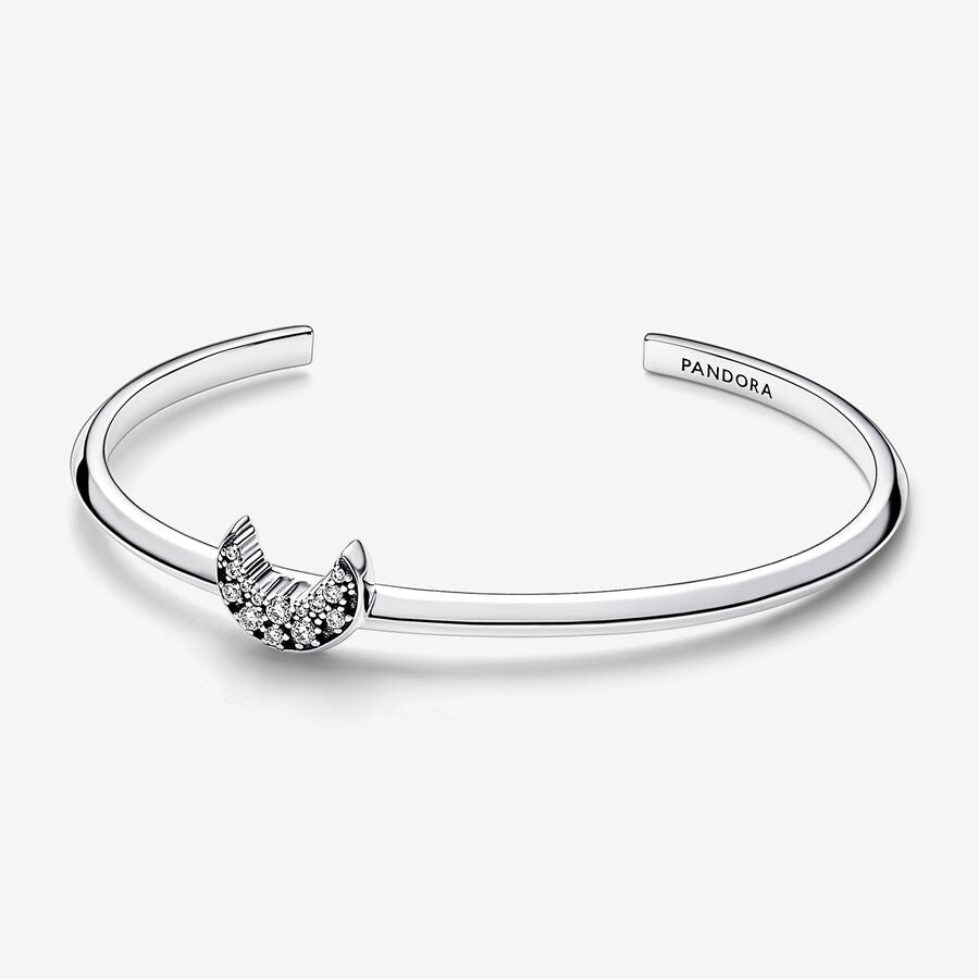 Sparkling Crescent Moon Open Bangle