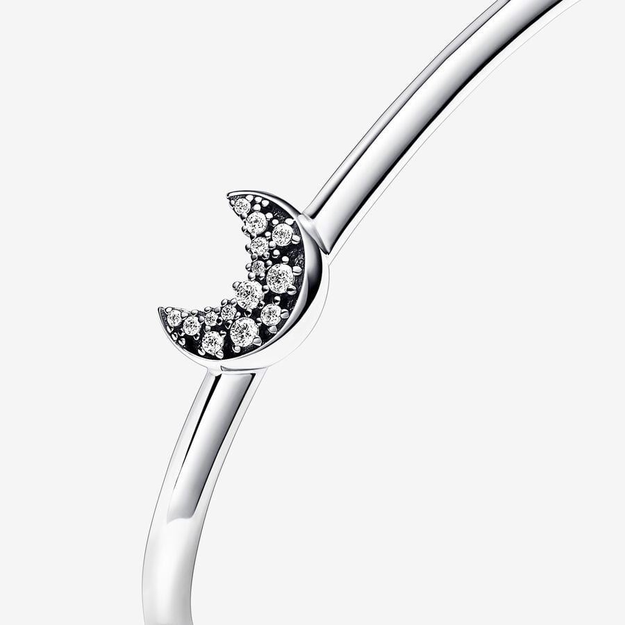 Sparkling Crescent Moon Open Bangle