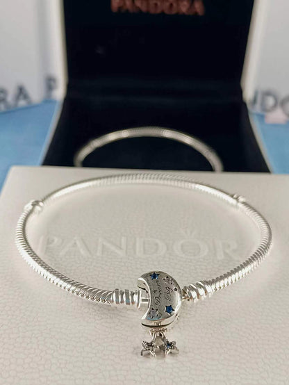 Moments Sparkling Moon Clasp Snake Chain Bracelet