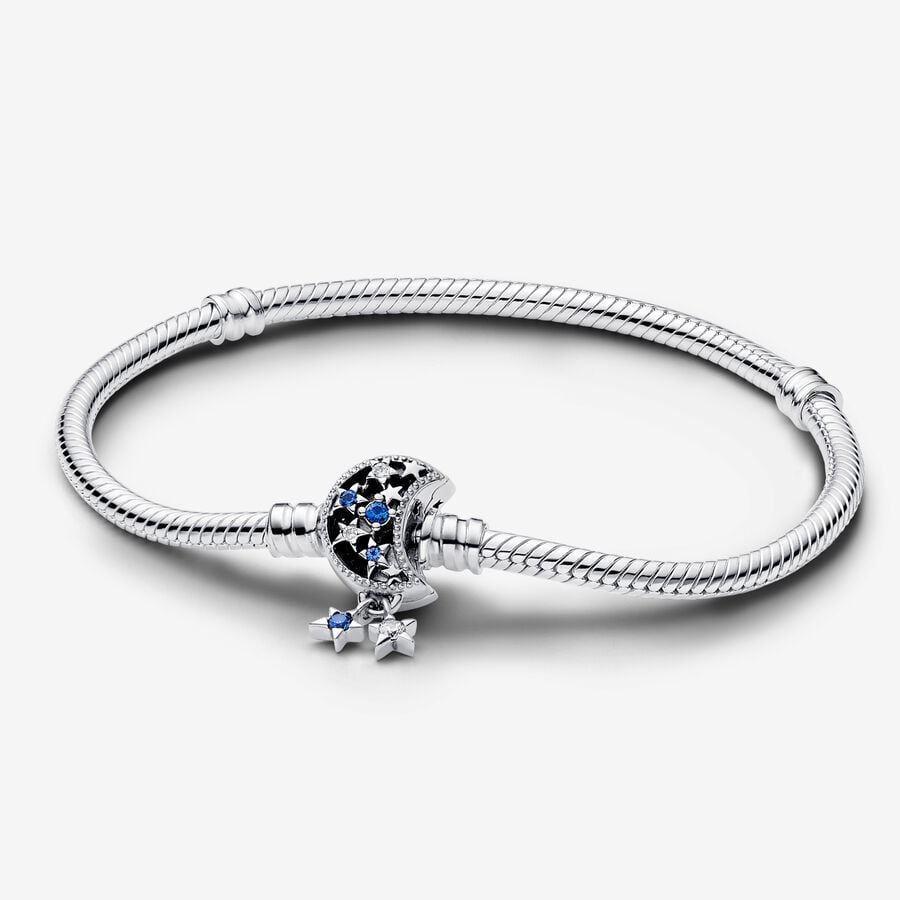 Moments Sparkling Moon Clasp Snake Chain Bracelet