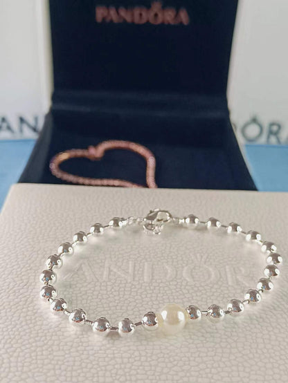 Treated Freshwater Cultured Pearl & Beads Bracelet Sterling silver
