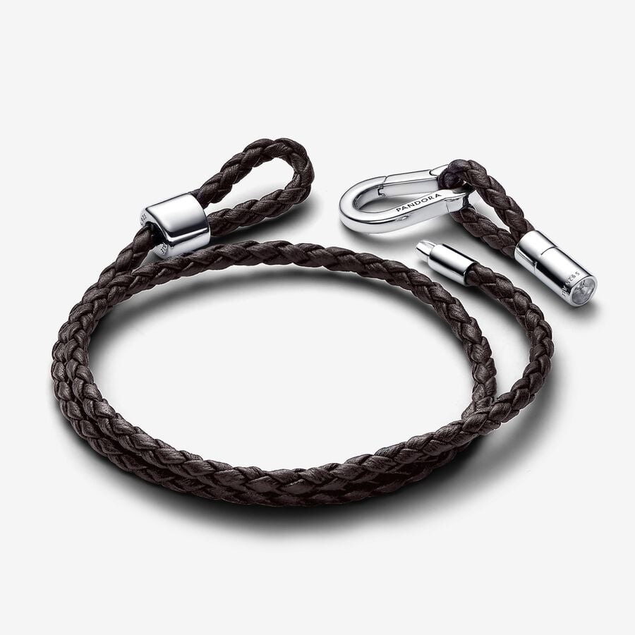 Moments Brown Braided Double Leather Bracelet