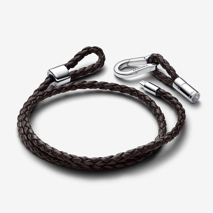 Moments Brown Braided Double Leather Bracelet